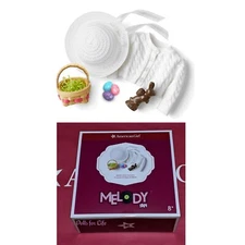 American Girl Melody Easter Accessories Set Chocolate Bunny Basket Hat NEW!