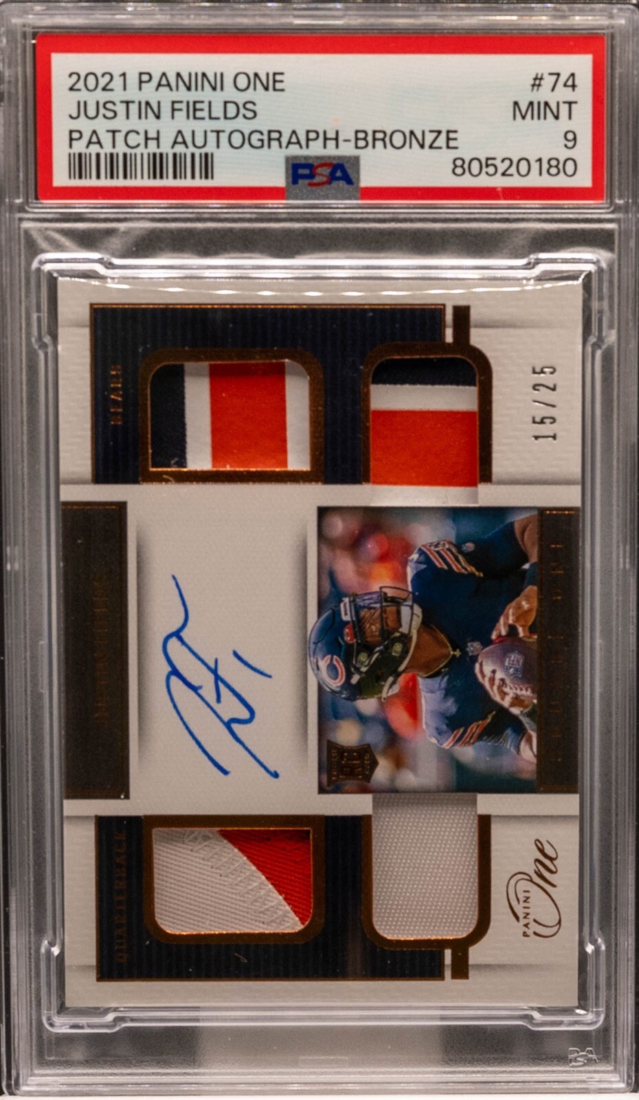 Justin Fields Panini One #74 Patch Autograph-Bronze