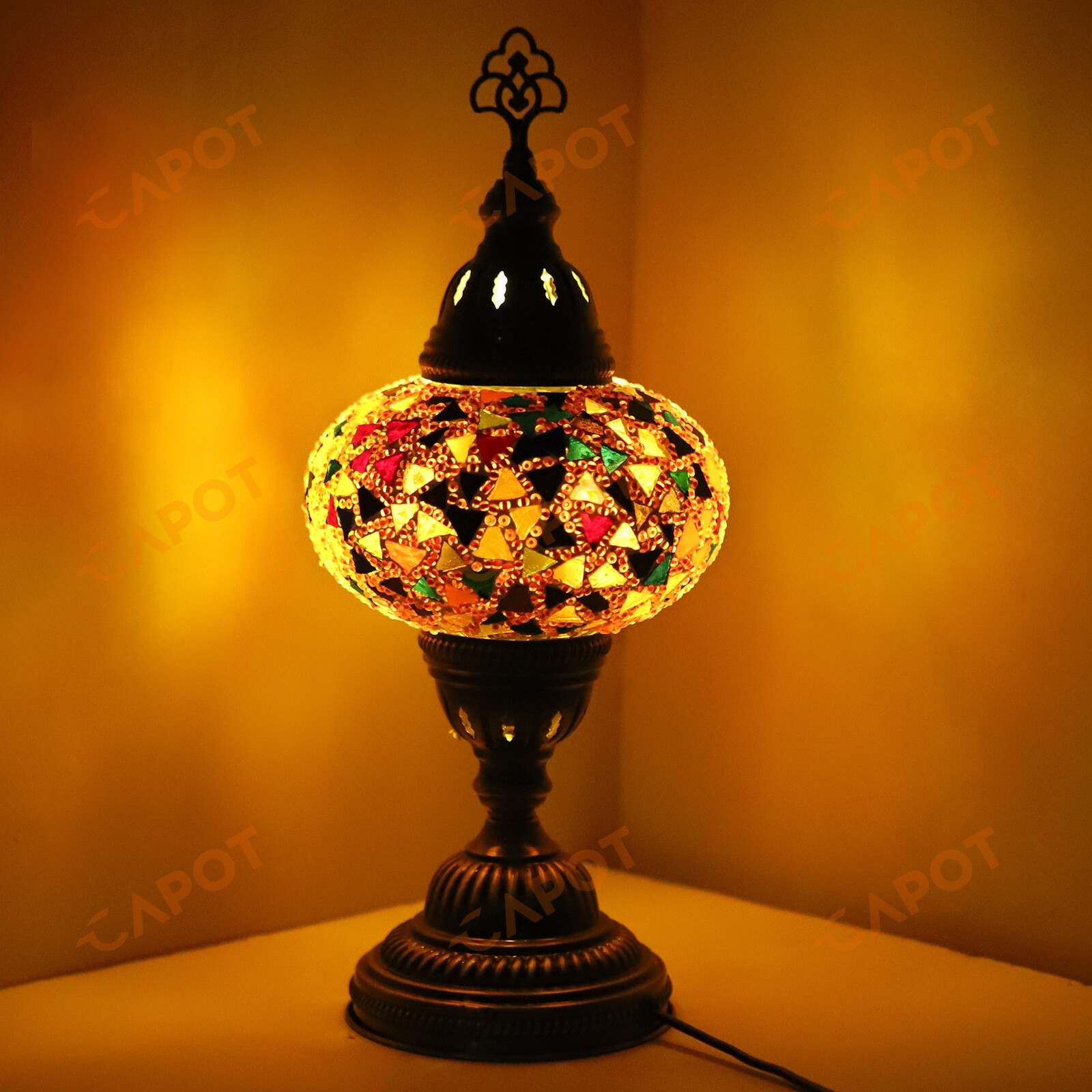 Lampe de bureau en mosaïque turque marocaine colorée Tiffany Table lit lampe