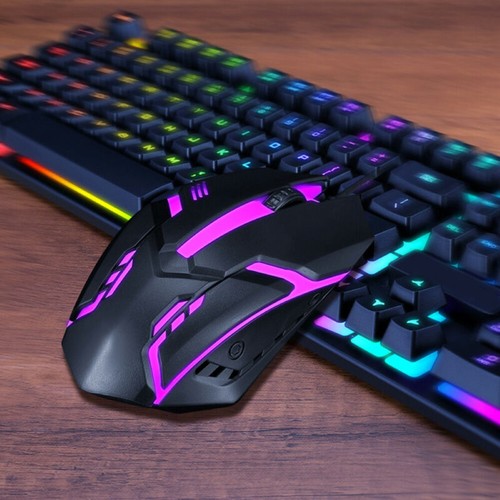 Rainbow LED Gaming Keyboard & Mouse Set Multicolor Changing Backlight Mouse Mice - Picture 13 of 13