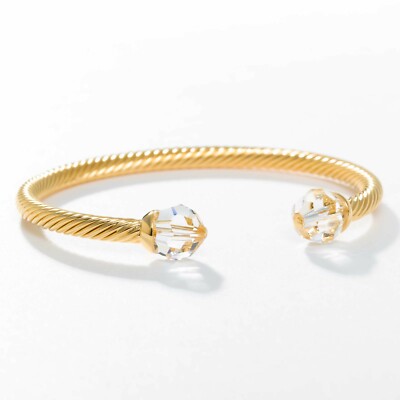With a Twist   Bracelet   Cuff   Golden  Touchstone Crystal   Swarovski   Trendy