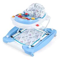 COSTWAY 6 in 1 Adjustable Baby Walker Folding Baby Activity Center Blue