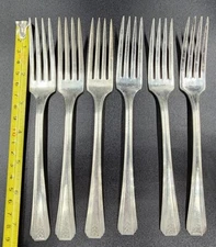 ONEIDA COMMUNITY 1931 CLARION PAR PLATE Silverplate Dinner Forks Lot of 6