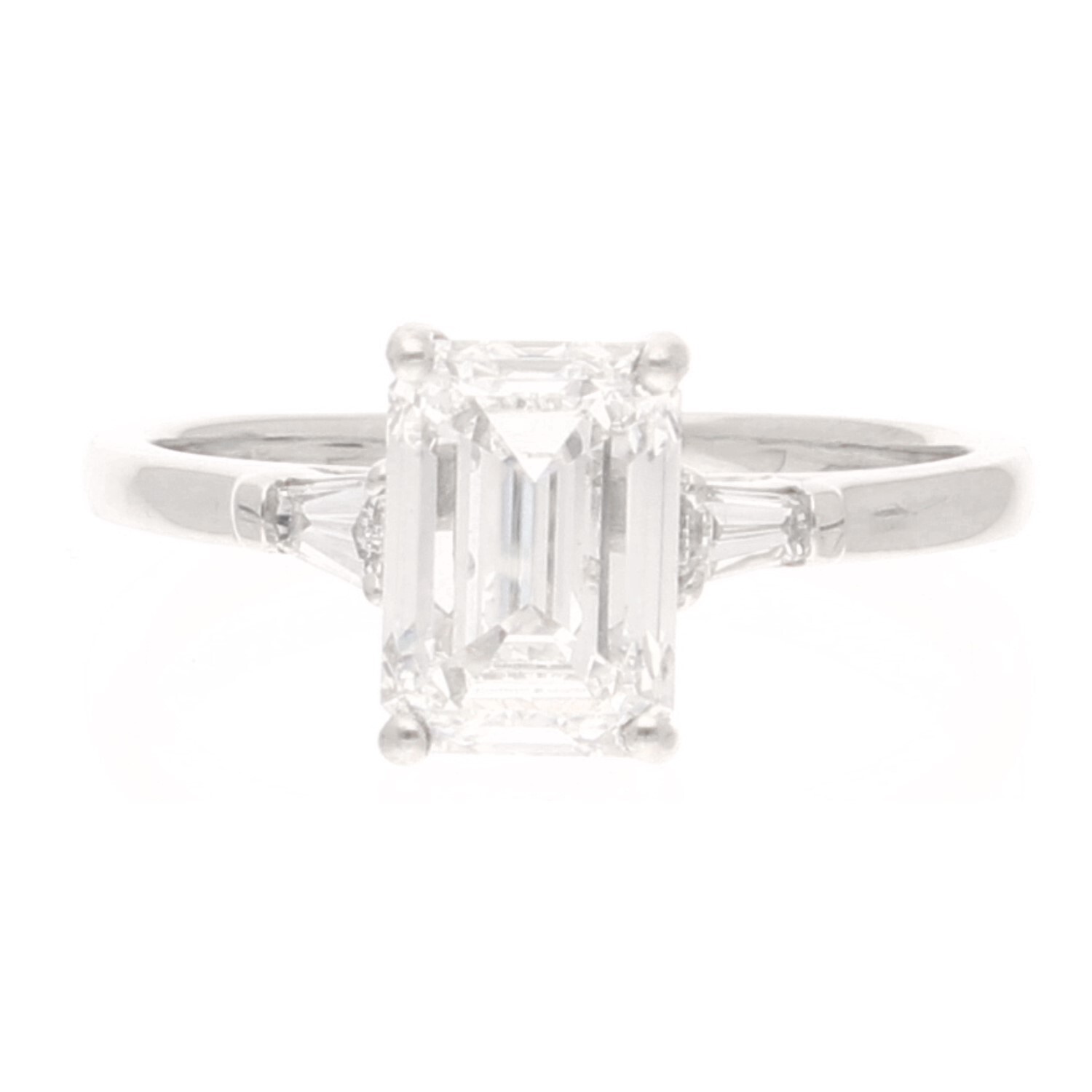 Platinum 2.00ct Lab Grown Diamond Solitaire w/ 0.30ct Accents Ring (Size O 1/2)