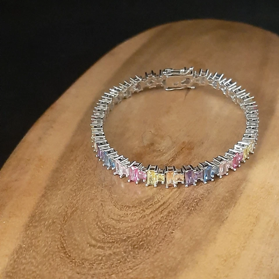 Pulsera Tenis Multi Piedra, Piedras Preciosas Naturales Multicolor, Regalos Día de la Madre Foto 2 de 4