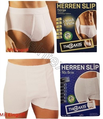 Herren Basic Slips mit Eingriff Unterhose mit kurzem Bein 100% Baumwolle Gr.5-13