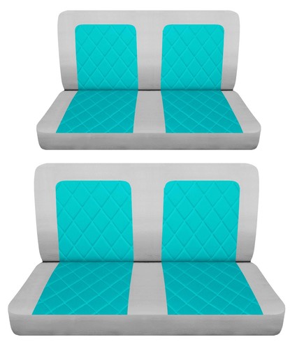 Fits 1959 to 1965 Ford Falcon 4Door Front and Rear bench seat covers silver blue - Foto 1 di 8