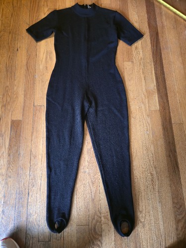 Michael Kors, Vintage Women's Michael Kors Stirrup Leg Body Suit Black Sz L Wool Blend