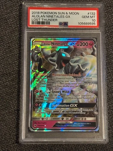Pokémon TCG Gem Mint PSA 10 Alolan Ninetales GX 132/214 Lost Thunder Full Art