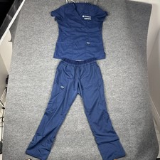 Cherokee Workwear Revolution Scrub Set Navy Blue V-Neck Top  Cargo Pants M