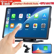 9"Touch Screen Portable Car Stereo Radio Wireless Apple Carplay/Android Auto GPS