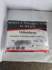 Simple Projector Screen, Portable, Mdbebbron ~ Scale: 16:9, Size 120 Inches, NEW