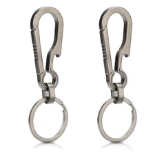 2 Pcs Titanium Carabiner Keychain Clip Carabin Hook Small Heavy Duty Keychain
