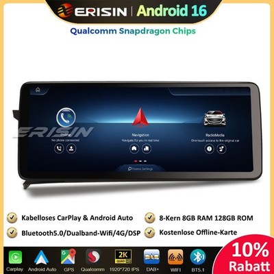 12.3'' 128GB Android 14 Autoradio GPS Für Mercedes C-Klasse W204 DAB+ CarPlay SWC