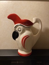 Vintage Rooster Art Deco Czech Pottery Pitcher Signed Nasco 9.5”