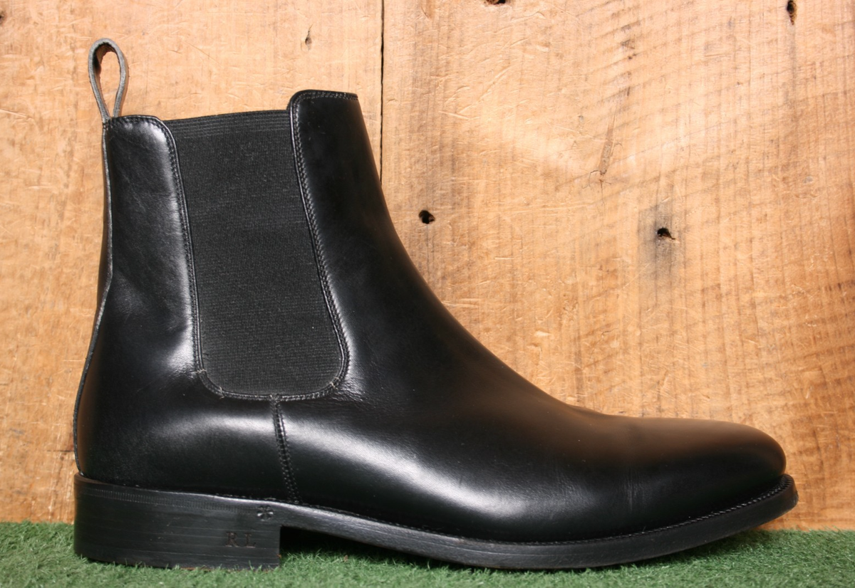 RALPH LAUREN Purple Label Black Leather Chelsea Boots Sz. 8.5 D