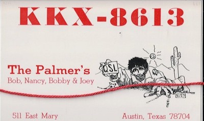 Bob & Nancy PALMER, East Mary, Austin, Texas, KKX-8613, old QSL-card, June 1967