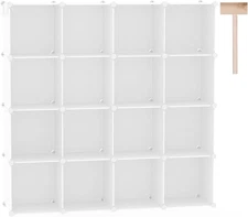 C&AHOME Cube Storage Organizer, 16-Cube Shelves Units, Plastic Storage Cubes, DI