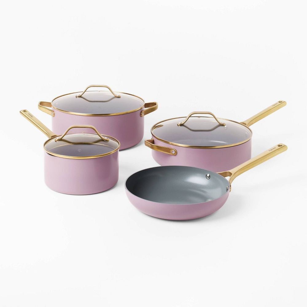 Набор алюминиевой посуды с антипригарным покрытием из 7шт с керамическим покрытием и ручками цвета шампанского 11490₽