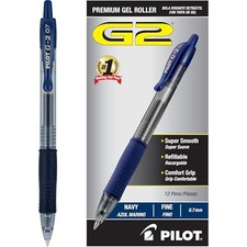 Pilot G2 Premium Gel Roller Pens, Fine Point 0.7 mm, Pack of - 31187-NAVY