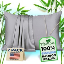 Pillow Cases - 100 Viscose Derived from Bamboo - Cooling Pillowcase King Gray