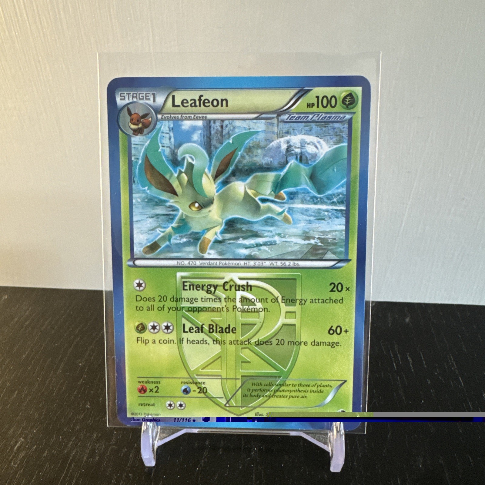Pokemon card Leafeon 11/116 Plasma Freeze non-holo rare.