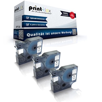 3x Ersatz Schriftbänder für Dymo 45010 Schwarz auf Durchsichtig-Easy Print Serie