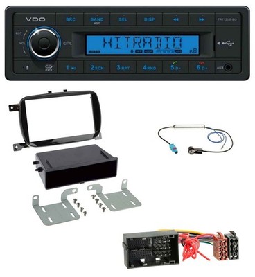 VDO Bluetooth AUX USB MP3 Car Stereo for Fiat 500 2016 onwards Piano Finish Black