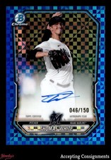 2026 Bowman Chrome Blue X-Fractors Thomas White 1st ROOKIE AUTO 046/150 MARLINS