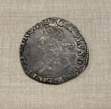 Rare 1635–1636 Charles I Tower Shilling Crown MM Hammered Silver Coin