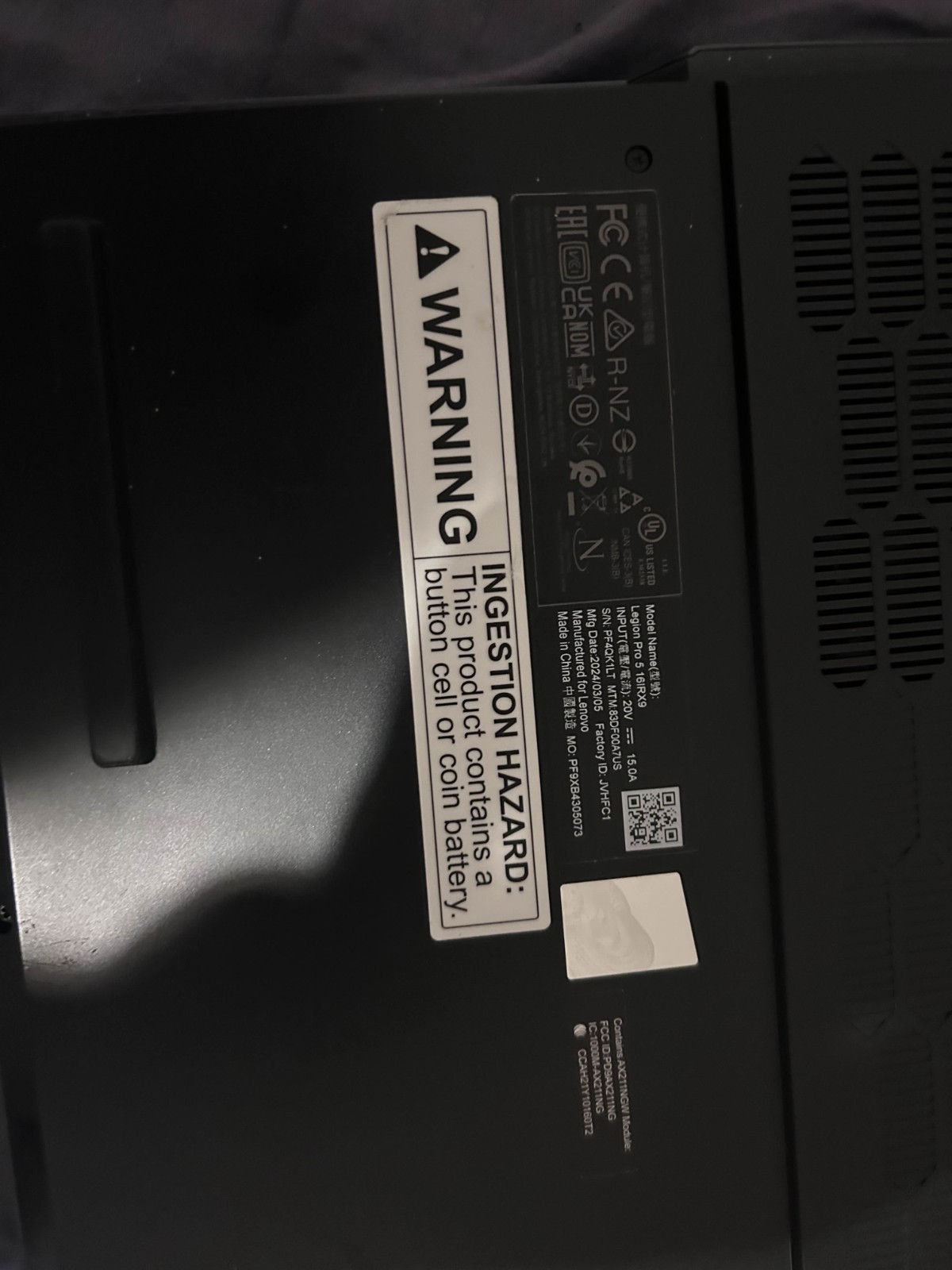 Lenovo Legion 5i 1TB, 16G Ram, i9 14th Gen. 4060, Good Condition, 165hz