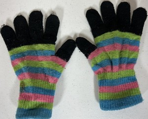 Girls Aquarius Ltd Striped Knit Gloves One Size Winter Warm Colorful Pink Green