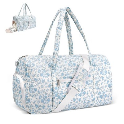 Gym Bag for Women, Cute Duffle Bag, Quilted Duffle Bag for Travel, Floral Duf...