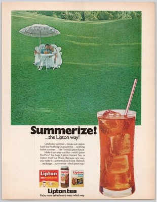Lipton Iced Tea Bags Summerize Parasol Lawn 1972 Vintage Print Ad