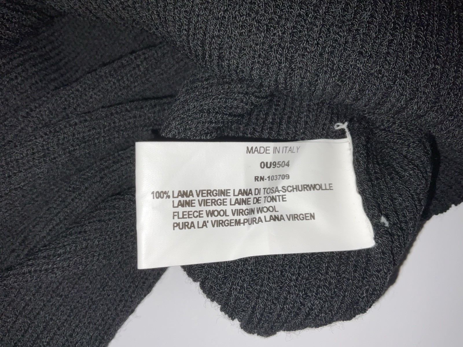 Armani Collezioni Ribbed Black Jersey Wool Turtleneck - Size L