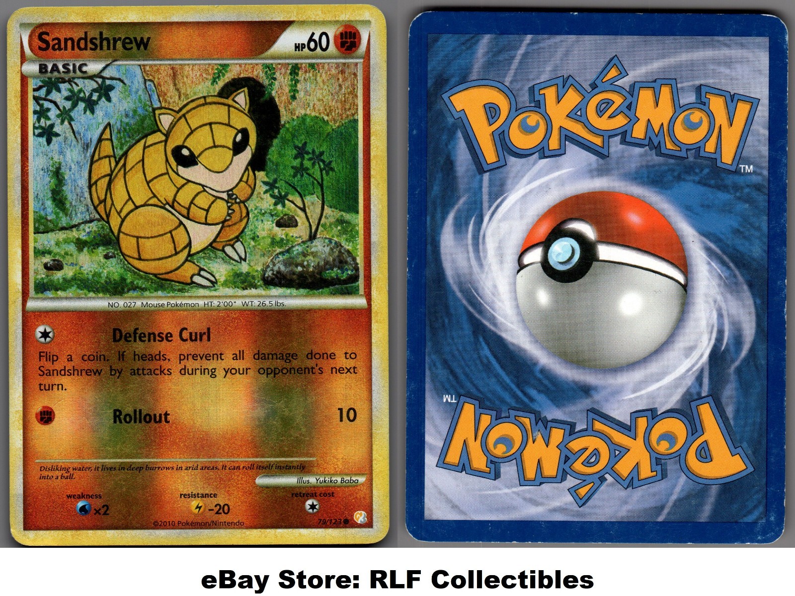 2010 Pokemon, Heartgold & Soulsilver, #79/123 Sandshrew, Reverse Holo Common