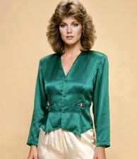 Vintage Victoria s Secret Gold Label Emerald Satin Beaded Pajama Lounge Set M/L