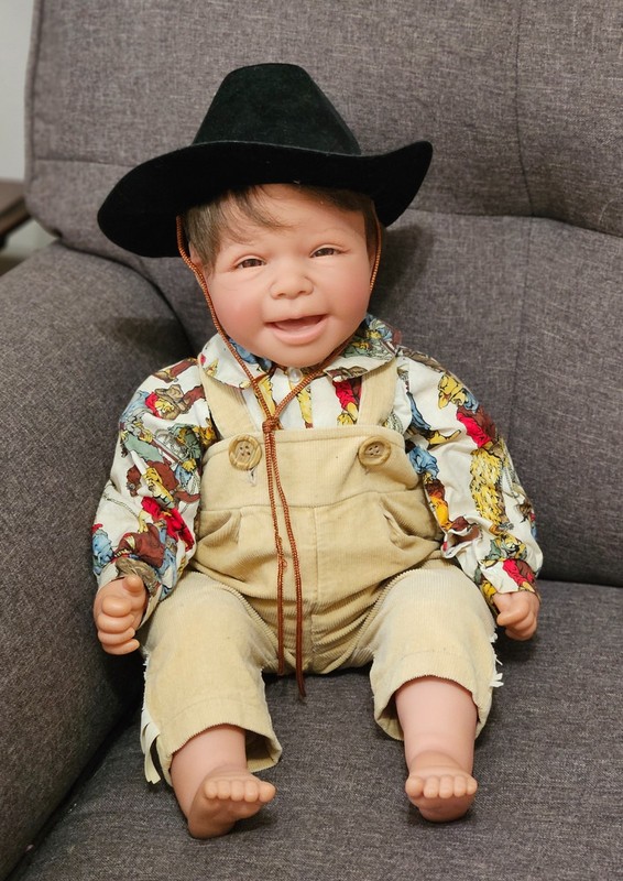 Lee Middleton Little Cowboy, Giggles face sculpt by Reva Schick