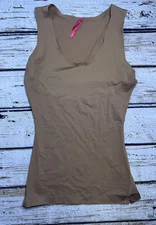 Spanx Small Tank Top Brown Scoop Neck Shapewear Pullover Trim