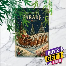 Santa Claus Christmas Metal Sign Retro Festive Holiday Home Wall Decor 8x12