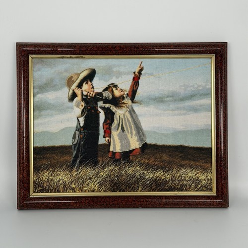 Vintage Framed Needlepoint “Flying High”by Jim Daily (10.5x13.5)
