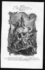 Marcus Marcellianus Mark martyrs Heiliger Heiligenbild Kupferstich 1750