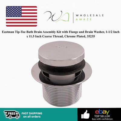 #ad Eastman Tip Toe Bath Drain Assembly Kit with Flange and Drain Washer $12.99