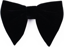Black Velvet Bow Tie Men Pre-Tied Satin Formal Tuxedo Oversized Big Bowtie
