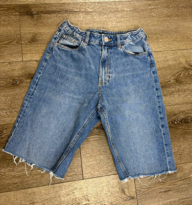 H&M Juniors 158 Blue Denim Bermuda Shorts Straight Fit Medium Wash 5-Pocket