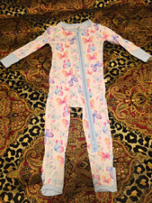PARZ by Posh Peanut 9-12M White Butterfly Zip Long Sleeve Stretch Pajamas