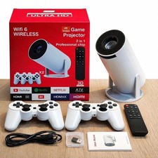 4K Android 11 Projector with Wireless Game Controllers 10,000 Games built In