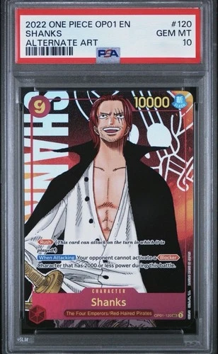 2022 ONE PIECE SHANKS ALTERNATE ART OP01-ROMANCE DAWN #120 PSA 10