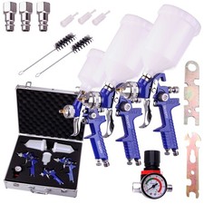 HVLP Lackierpistolen Set 2x H-827 H-2000P 0,8 1,4 1,7mm Aluminiumkoffer