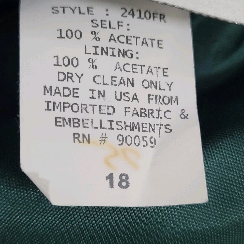 Vestido largo formal Michaelangelo verde satinado sin mangas con abertura trasera forrado EE. UU. 18 Foto 4 de 4